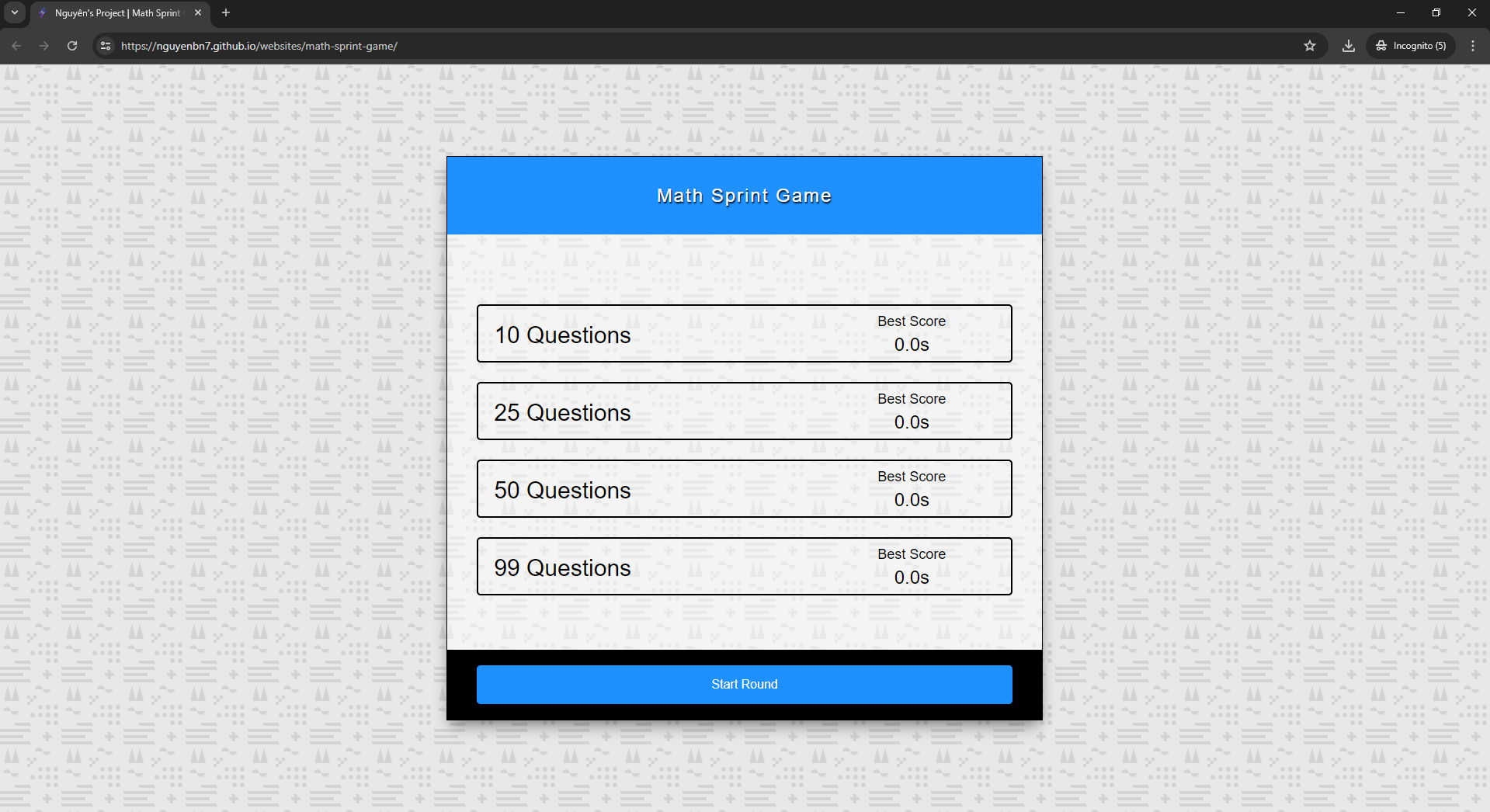 Math Sprint Game